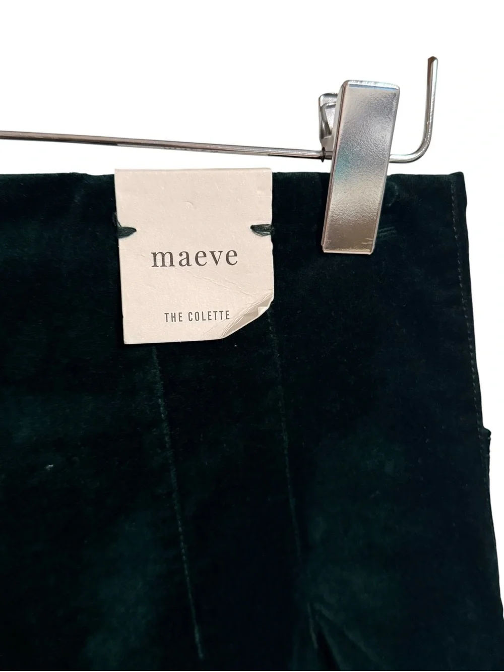 Anthropologie Maeve The Colette Crop Velvet Ruffle-Hem Pants 29 Dark Hunter NWT - Picture 7 of 10